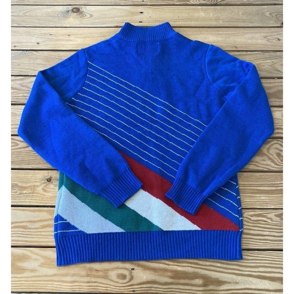 Tipsy Elves Graphic Skier Sweater Size Small Men’s Blue 1/4 Zip - Picture 2 of 7